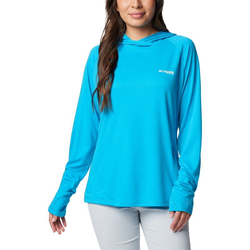 Columbia Sportswear Women's PFG Solar Stream Elite Pullover Hoodie Ocean Blue, X-Small - Women's Fishing Tops at Academy Sports