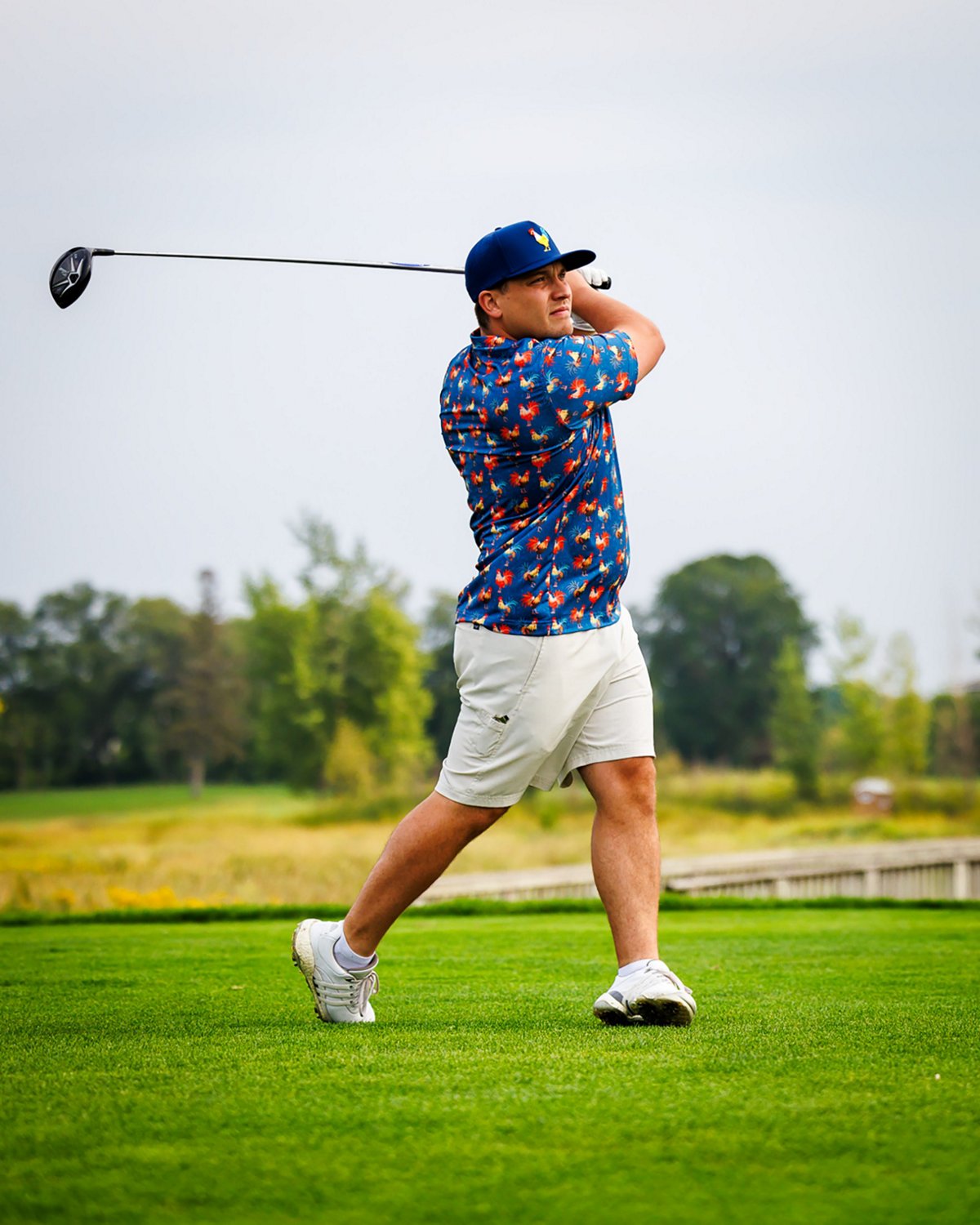 Waggle Golf Men's Cocky Rooster Short Sleeve Polo Shirt                                                                          - view number 3