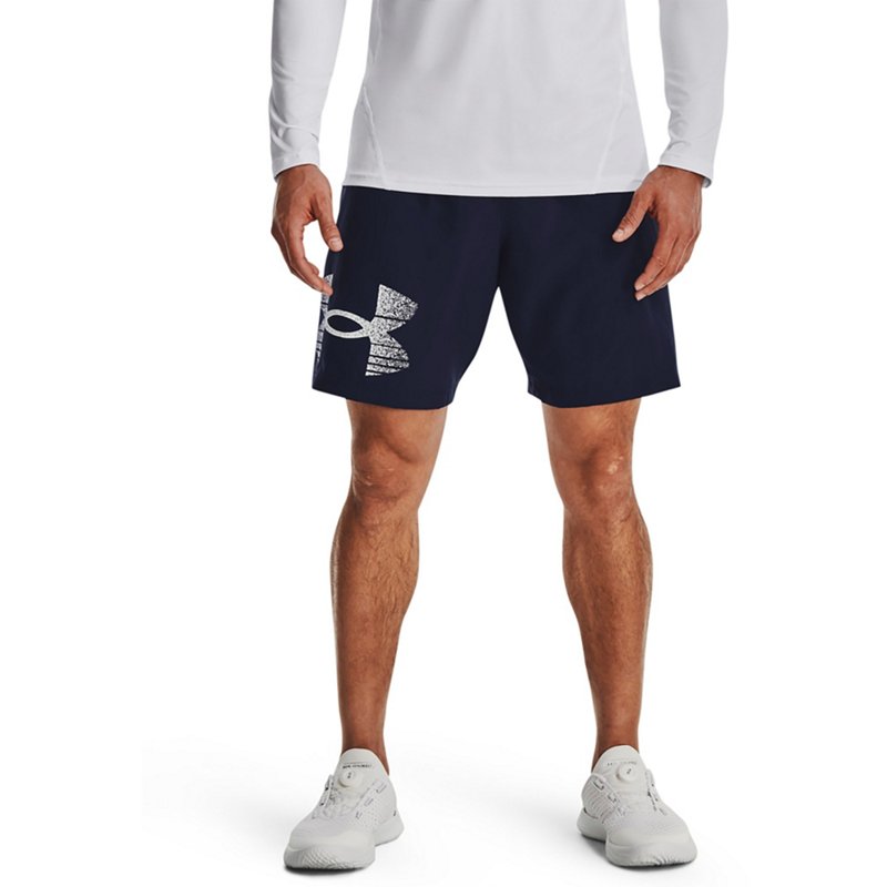 Under Armour Men's Woven Graphic Shorts 8 in Midnight Navy Blue/White, Small - Men's Athletic Performance Bottoms at Academy Sports