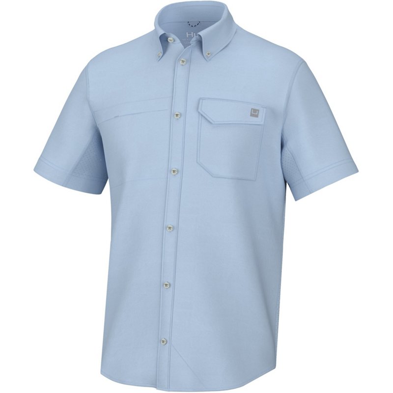 Huk Men's Tide Point Button Down Shirt Ice Water, Large - Men's Fishing Tops at Academy Sports