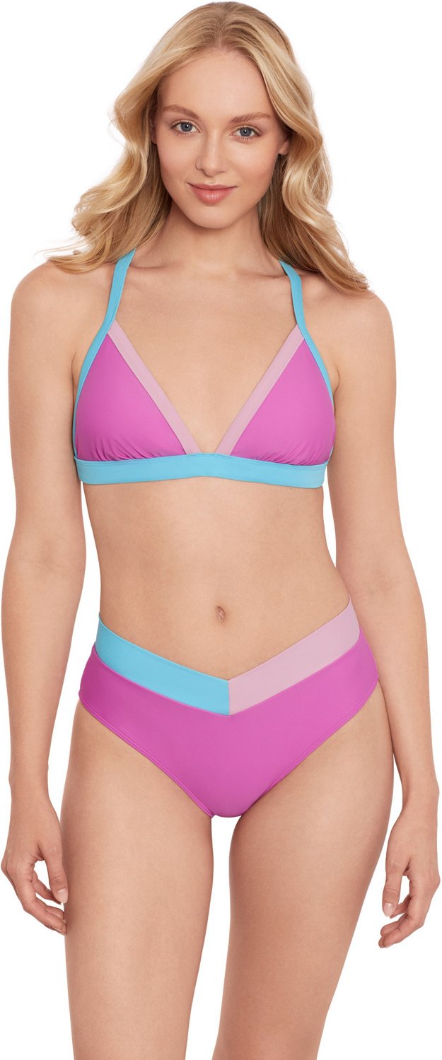 Salt + Cove Juniors' X-Back Triangle Solid Bikini Top - view number 3