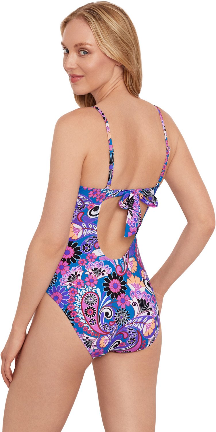 Salt + Cove Juniors' Retro Print Scoop Neck One-Piece Swimsuit - view number 3