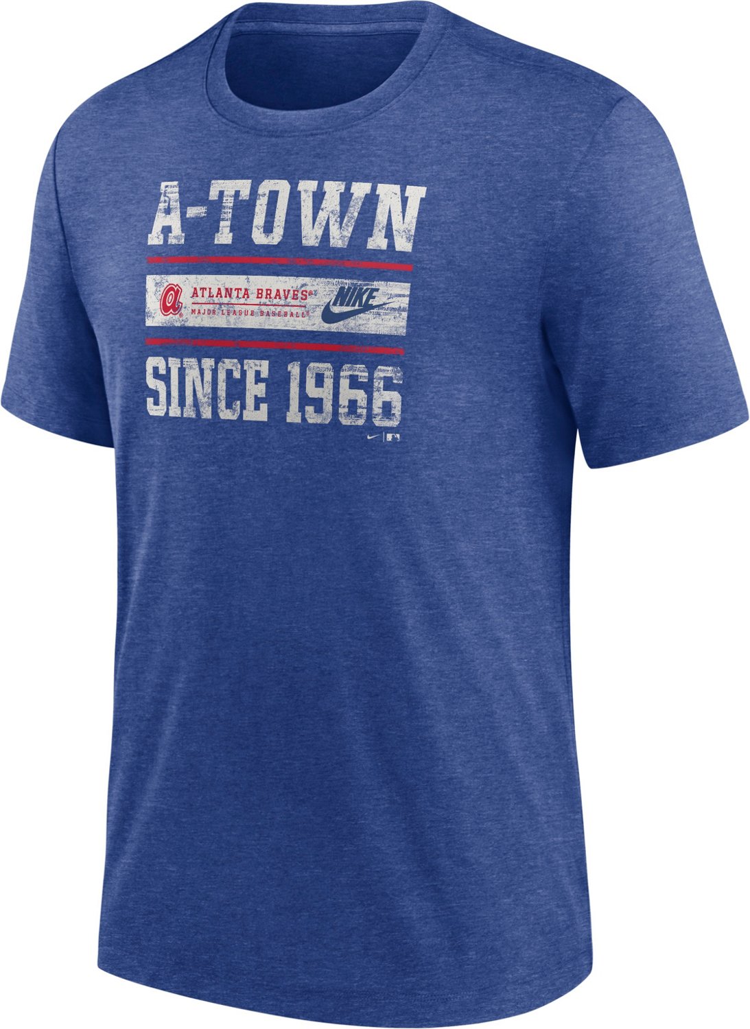 Nike Men’s Atlanta Braves Cooperstown Local Stack Short Sleeve Tri-Blend T-shirt - view number 2
