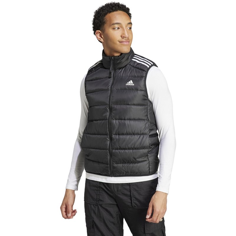 adidas Men's Essentials 3-Stripes Light Down Vest Black, Large - Men's Athletic Fleece at Academy Sports