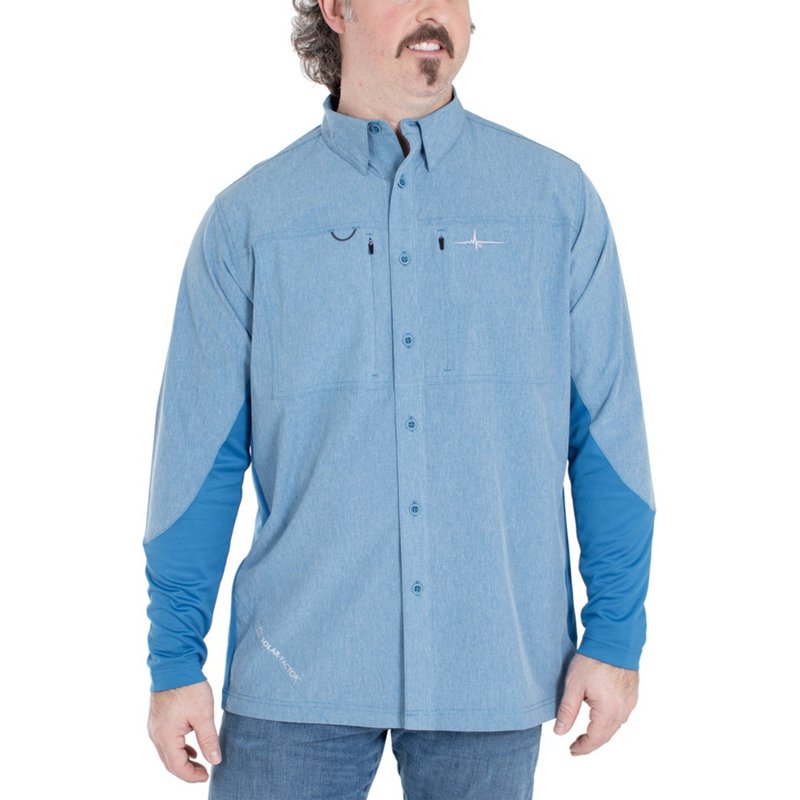 Habit Men's Shadow Series Long Sleeve Guide Fishing Shirt Vallarta Blue Heather, Medium - Men's Fishing Tops at Academy Sports