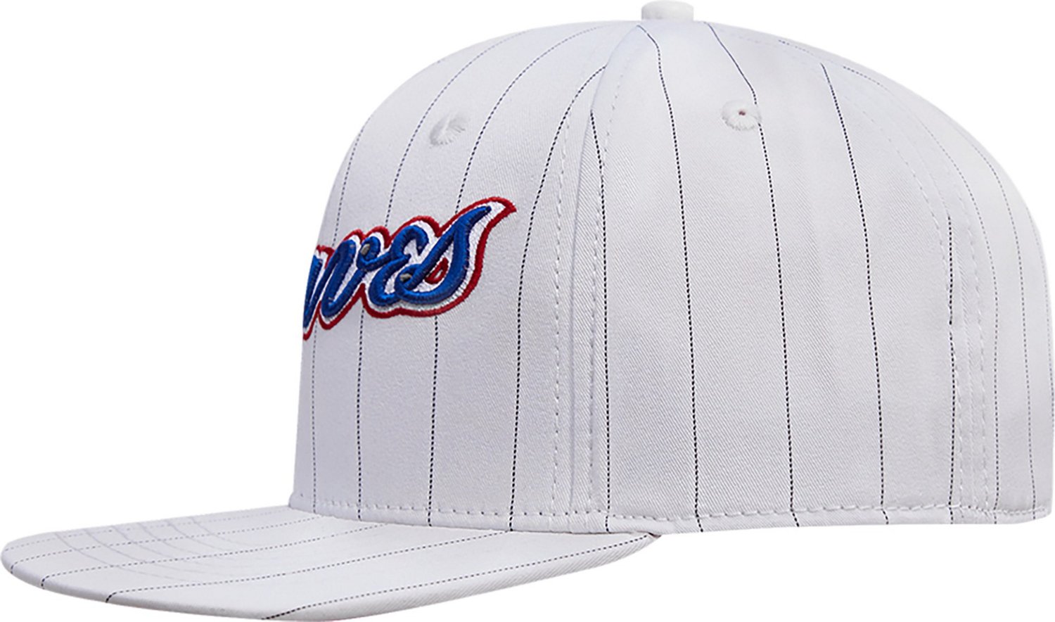 Pro Standard Adults' Atlanta Braves Pinstripe Retro Wordmark Wool Strapback Hat - view number 3