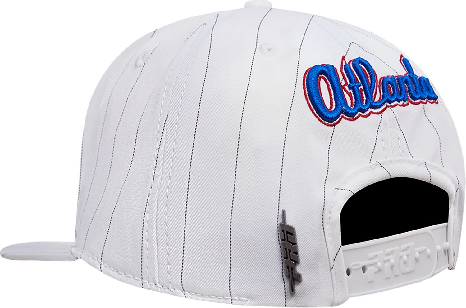 Pro Standard Adults' Atlanta Braves Pinstripe Retro Wordmark Wool Strapback Hat - view number 6