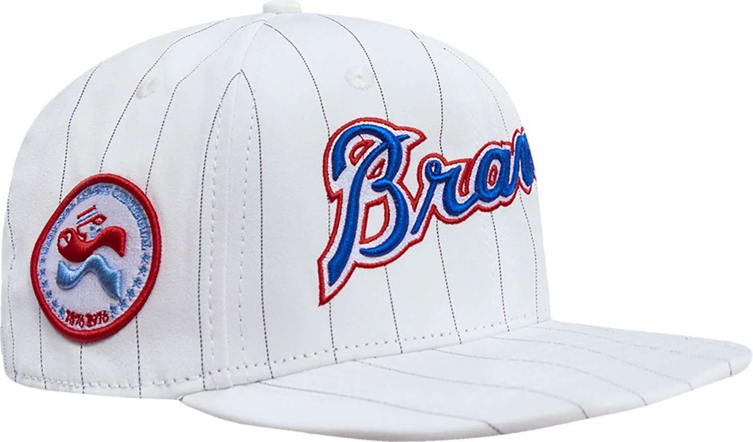 Pro Standard Adults' Atlanta Braves Pinstripe Retro Wordmark Wool Strapback Hat - view number 2