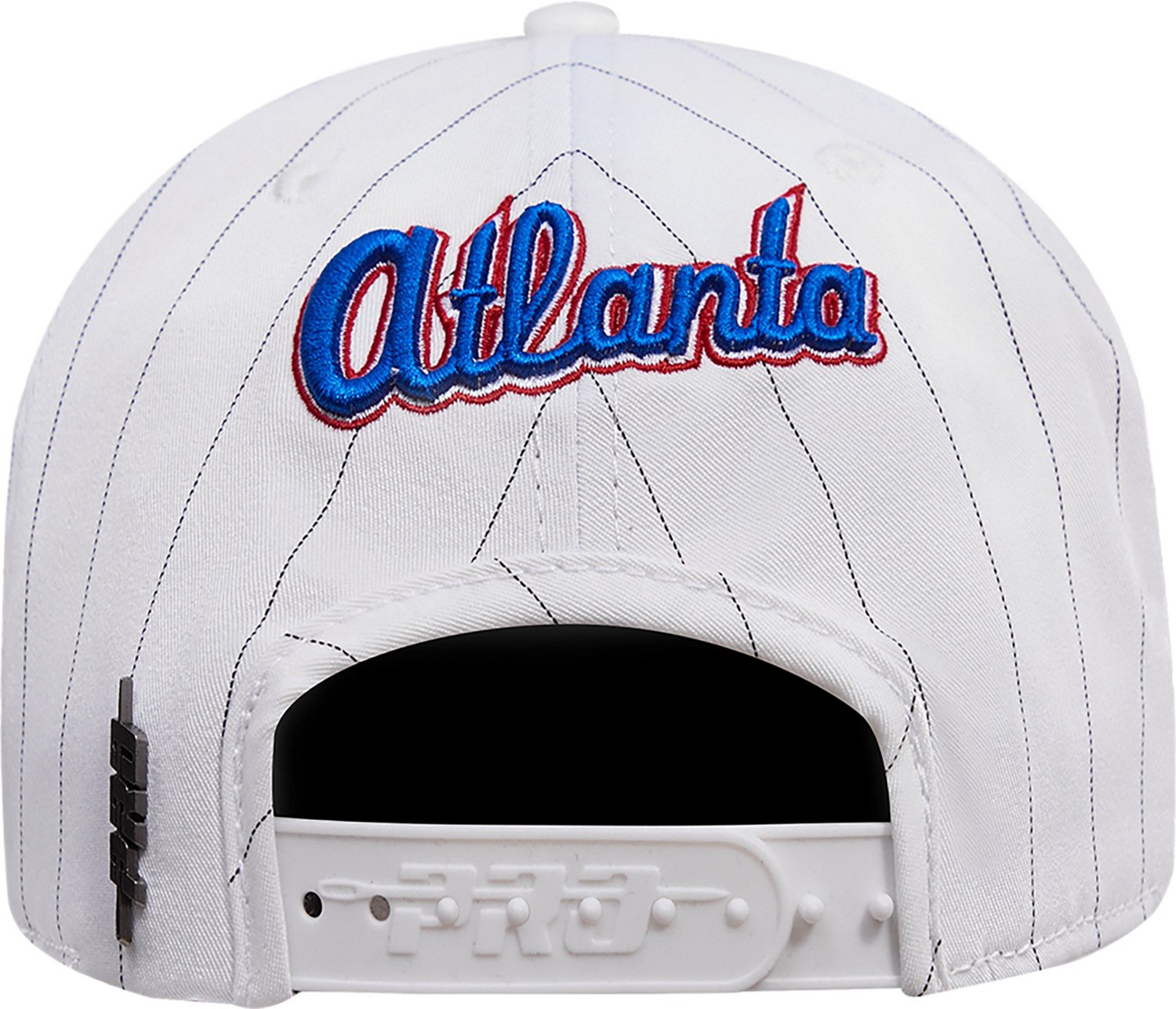 Pro Standard Adults' Atlanta Braves Pinstripe Retro Wordmark Wool Strapback Hat - view number 7