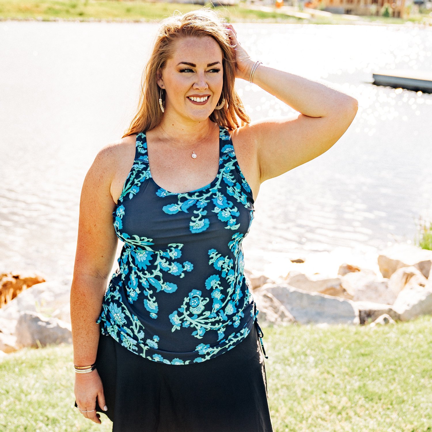 Calypsa Women's Maya Tankini Plus-Size Swim Top with Removable Cups - view number 3