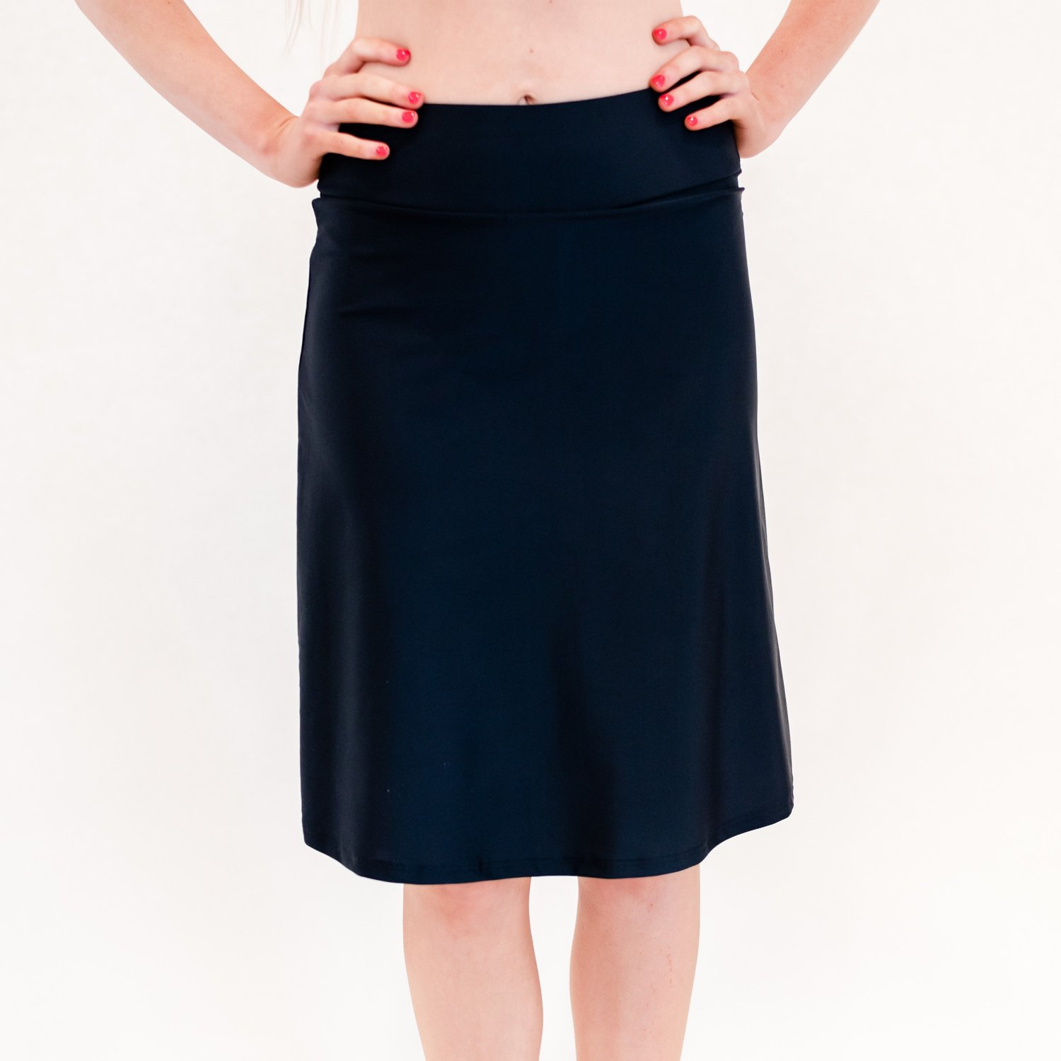 Calypsa Women's Knee Length Plus-Size Swim Skort