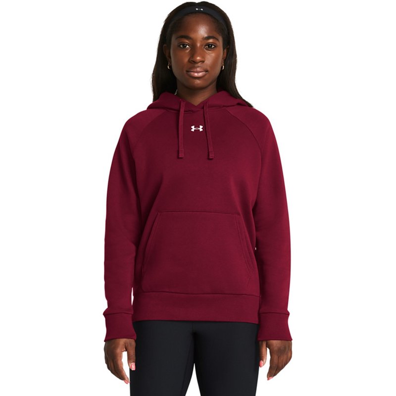 Under Armour Women's Rival Fleece Hoodie Cardinal/White, Small - Women's Athletic Fleece at Academy Sports
