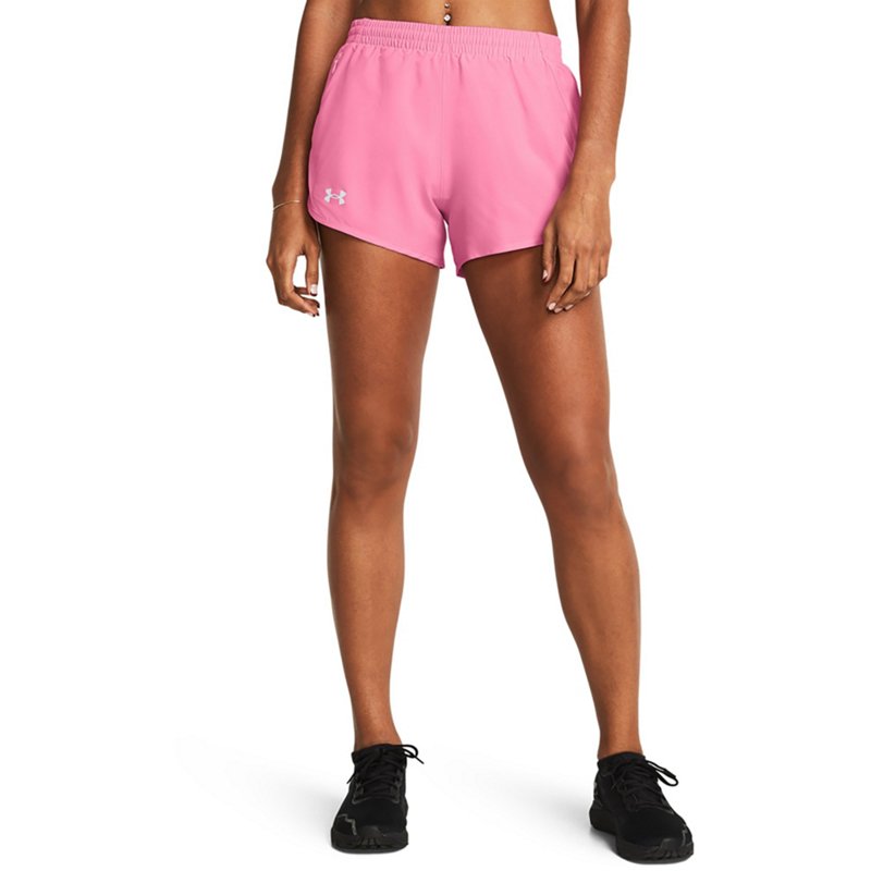 Under Armour Fly-By 3″ Shorts - Sunset Pink/Sunset Pink/Reflective