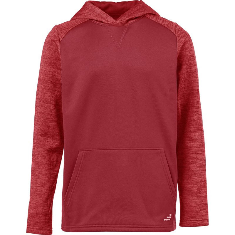 BCG Boys' Training Hthr Blocked Perf Fleece Hoodie Tibetan Red, Large - Boy's Fleece at Academy Sports