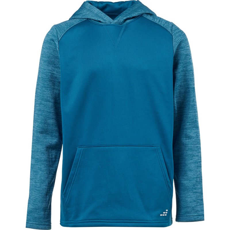 BCG Boys' Training Hthr Blocked Perf Fleece Hoodie Dkturqaq, X-Large - Boy's Fleece at Academy Sports