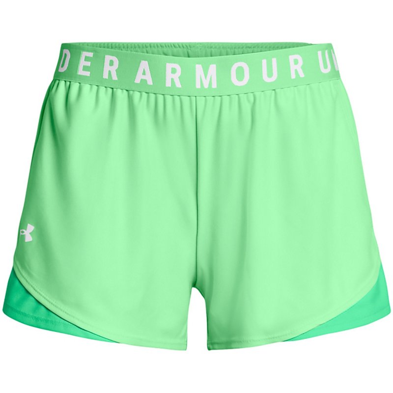 Under Armour Women's Play Up 3.0 Shorts 3 in Matrix Green/Vapor Green/White, Large - Women's Athletic Performance Bottoms at Academy Sports