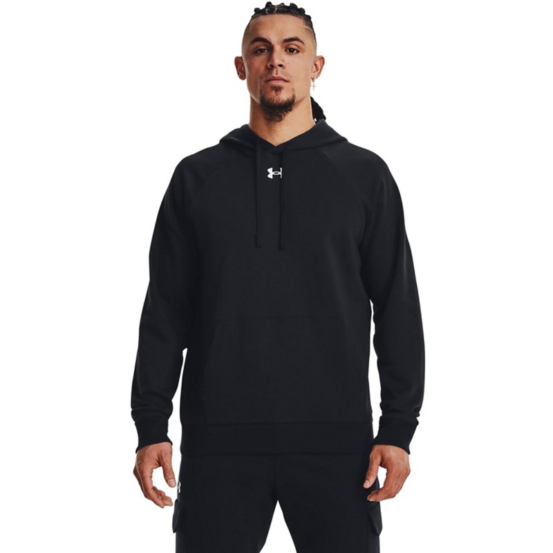 Under Armour Men's Rival Fleece Hoodie Black/Wham, Large - Men's Athletic Fleece at Academy Sports