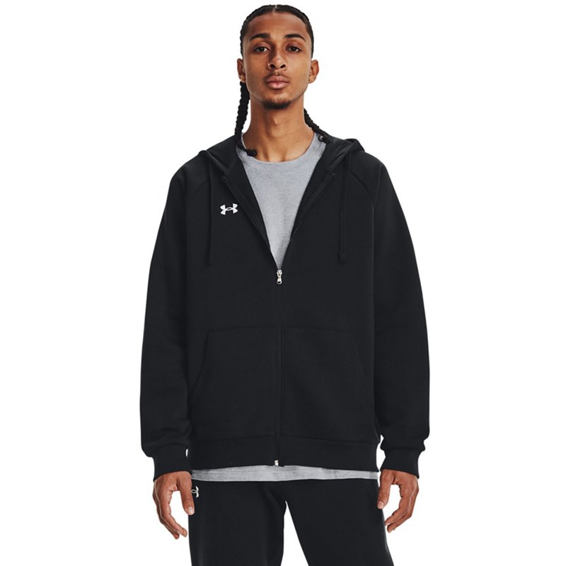 Under Armour Men's Rival Fleece Full Zip Hoodie Black/White, Large - Men's Athletic Fleece at Academy Sports