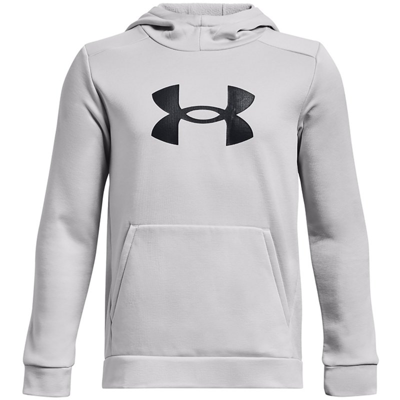 Under Armour Boys' Big Logo Armour Fleece Hoodie Halo Grey/Black, X-Small - Boy's Fleece at Academy Sports