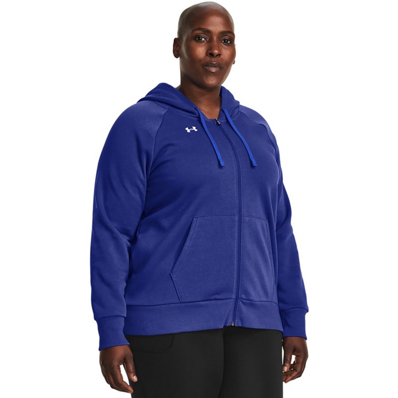 Under Armour Women's Rival Fleece Plus Size Full Zip Hoodie Royal/White, 1X - Women's Athletic Fleece at Academy Sports