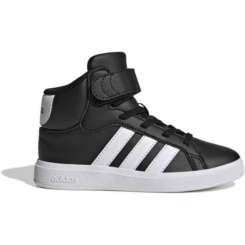 adidas Kids' Grand Court Mid Shoes Black/White/Black, 4.5 - Youth Running at Academy Sports