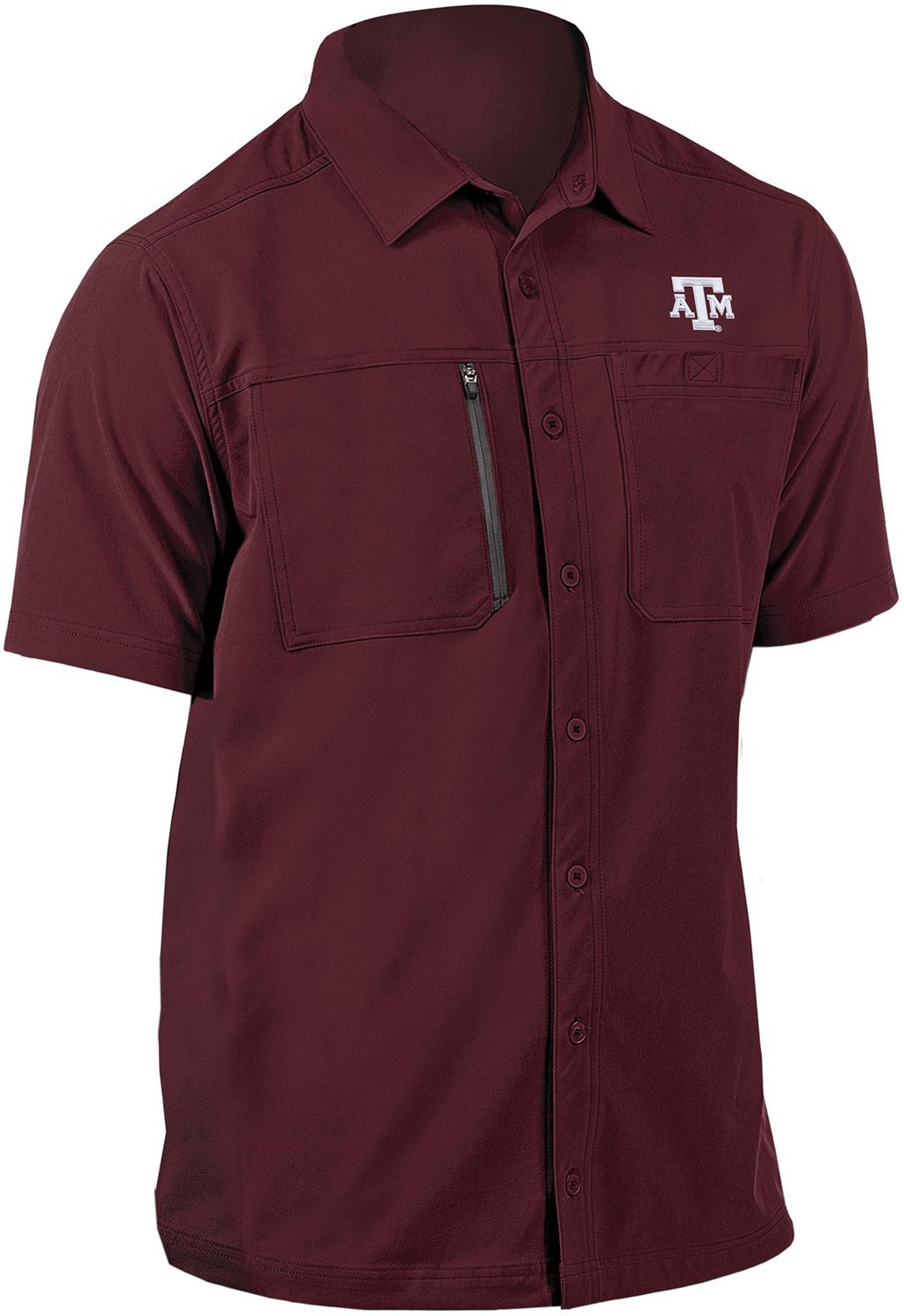 Antigua Men's Texas A&M University Kickoff Woven Short Sleeve Fishing Shirt - view number 2