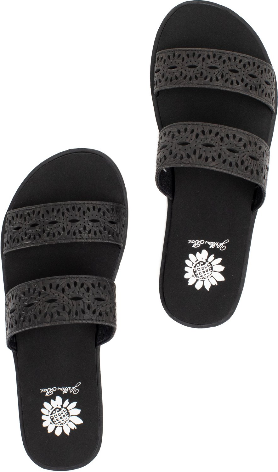 Yellow box black sequin flip flops sales