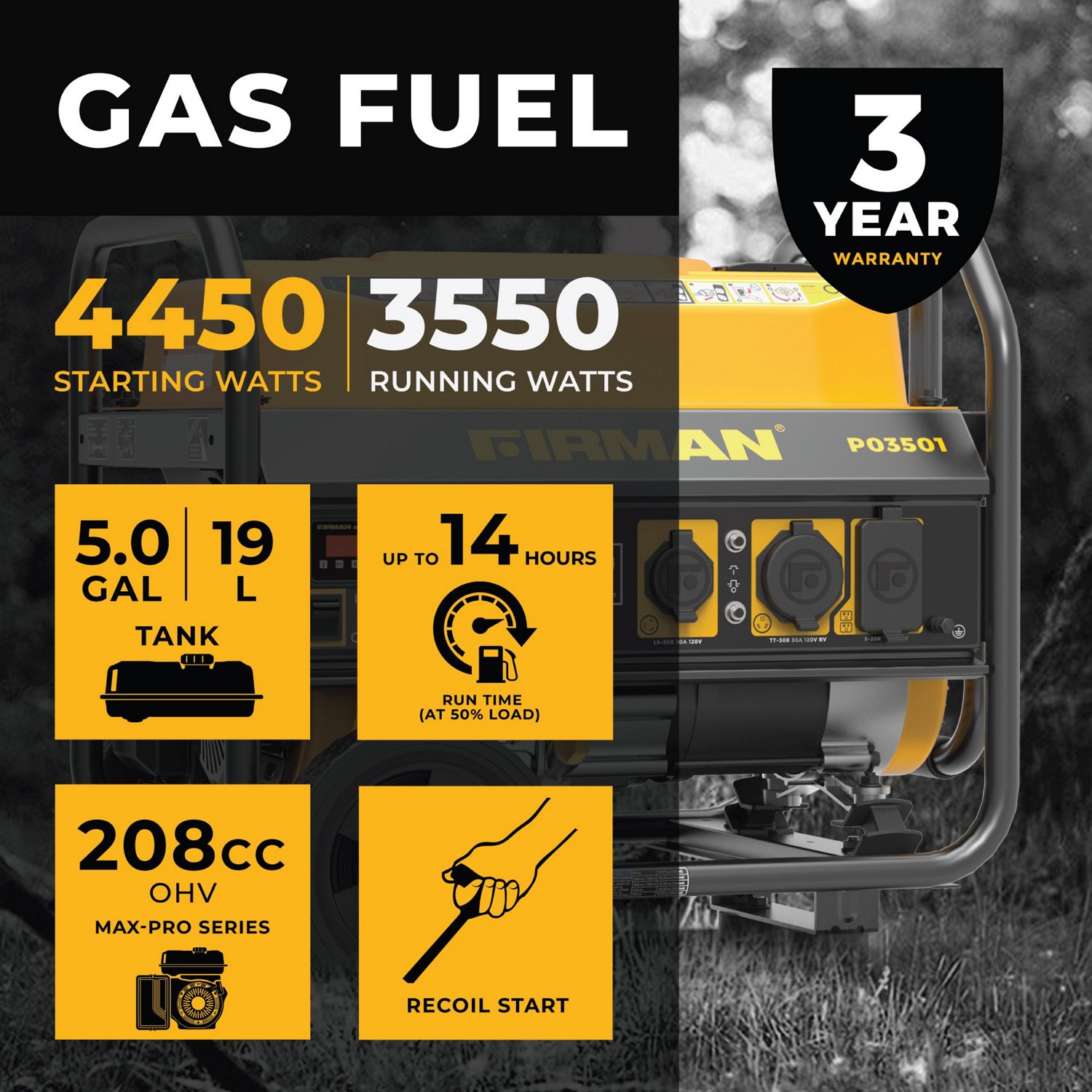 Firman Performance Series 4450/3550 W Generator                                                                                  - view number 8