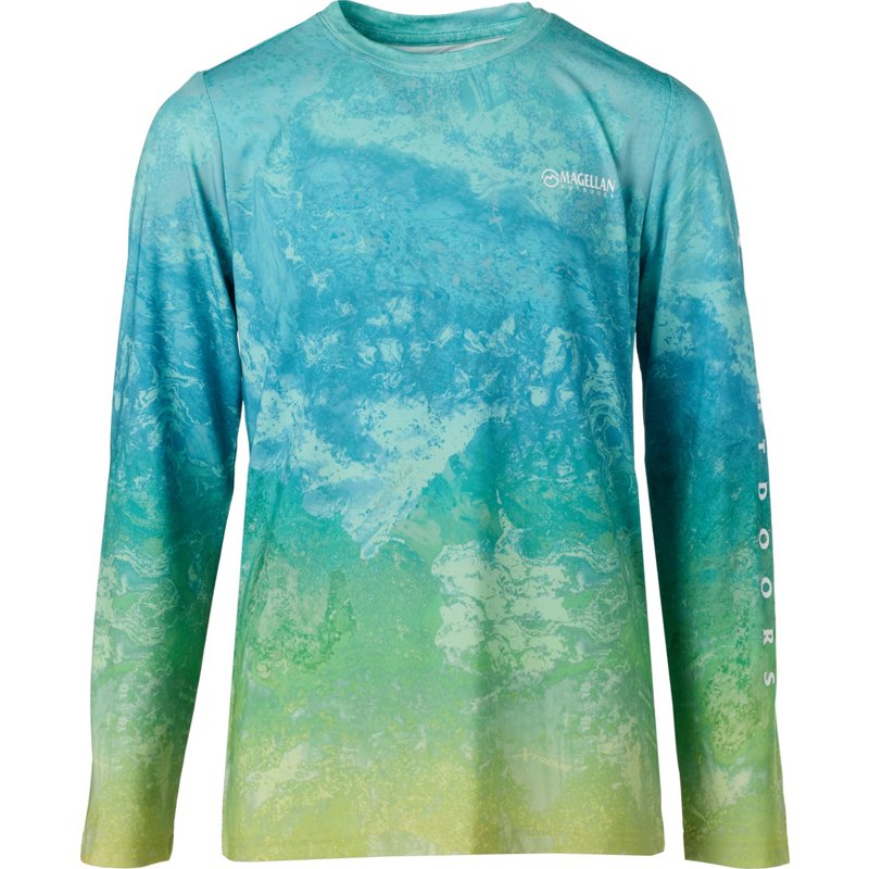 Magellan Outdoors Boys' RT Xtreme Tri Ombre Long Sleeve Shirt Ltturqaq, Medium - Boy's Graphic Tees at Academy Sports