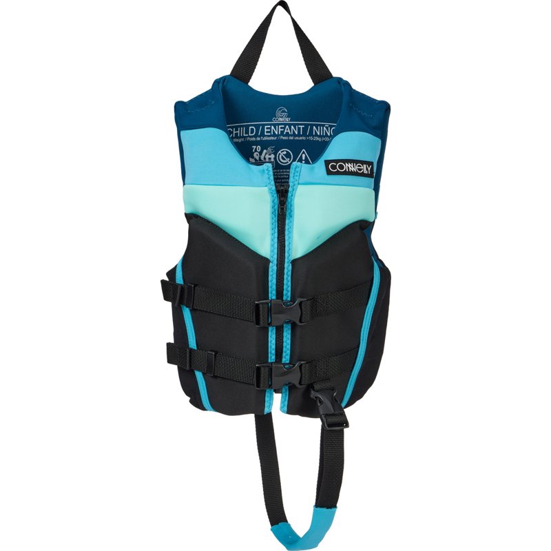 Connelly Kids' V-Back Life Vest Black/Bright Blue - Life Vests at Academy Sports