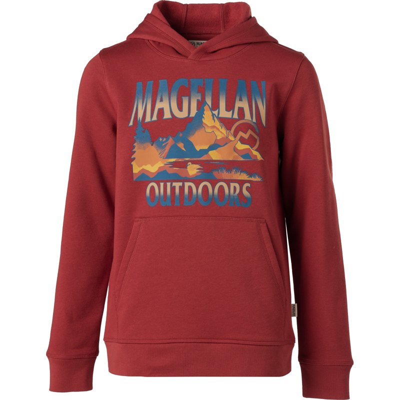 Magellan Outdoors Boys' Mountain Graphic Fleece Hoodie Dkred, X-Small - Boy's Graphic Tees at Academy Sports