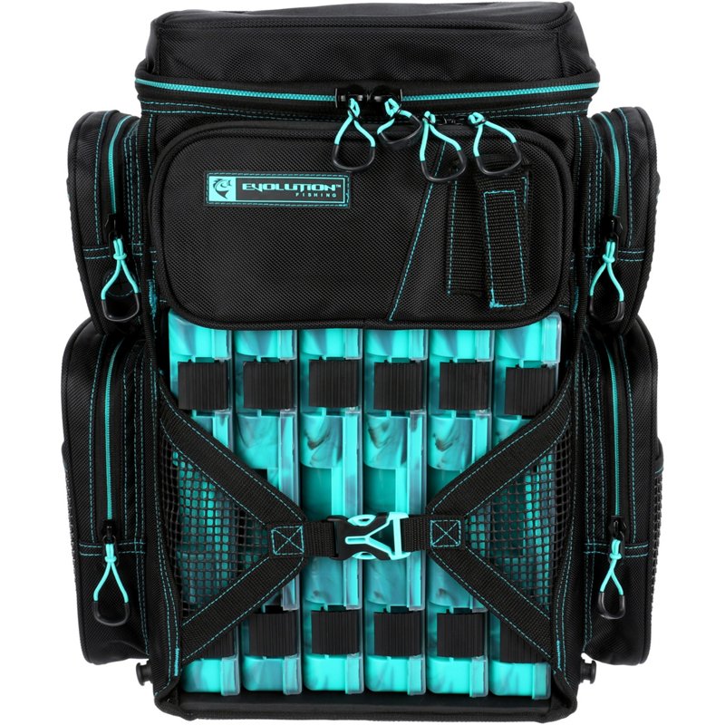 Evolution Fishing 3600 Drift Series Tackle Backpack Bright Turquoise/Aqua - Soft Tackle Bags at Academy Sports
