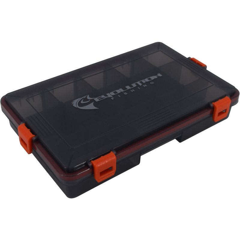 Evolution Fishing 3600 Orange Latch Waterproof 4-Latch Tackle Tray Black/Bright Orange - Hard Tackle Boxes at Academy Sports