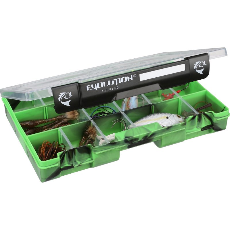 Evolution Fishing 3600 Drift Series Tackle Tray Black/Bright Green - Hard Tackle Boxes at Academy Sports