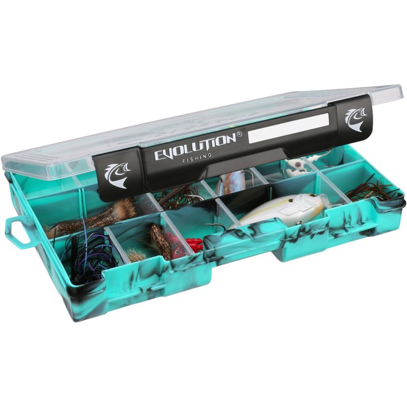 Evolution Fishing 3600 Drift Series Tackle Tray Black/Turquoise - Hard Tackle Boxes at Academy Sports