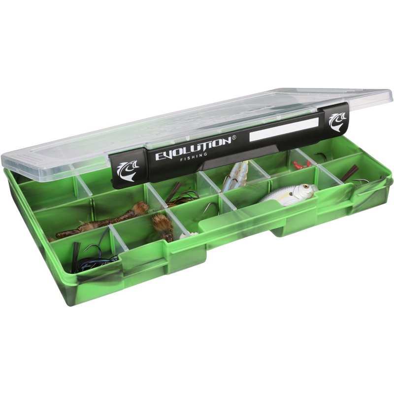 Evolution Fishing 3700 Drift Series Tackle Tray Black/Bright Green - Hard Tackle Boxes at Academy Sports
