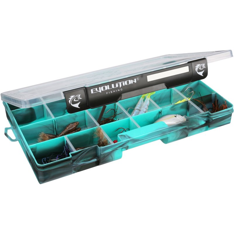 Evolution Fishing 3700 Drift Series Tackle Tray Black/Turquoise - Hard Tackle Boxes at Academy Sports