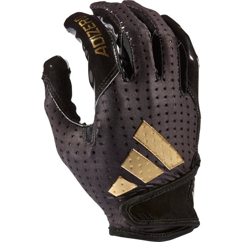 adidas Adults' AdiZero 14.0 Football Gloves Black/Gold, Small - Football Equipment at Academy Sports