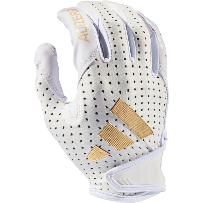 adidas Adults' AdiZero 14.0 Football Gloves White/Gold, Large - Football Equipment at Academy Sports