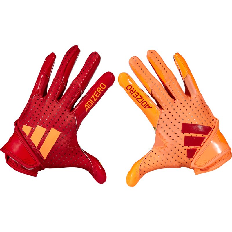 adidas Adults' Adizero 14.0 Snack Attack Football Gloves Red/Orange, X-Large - Football Equipment at Academy Sports