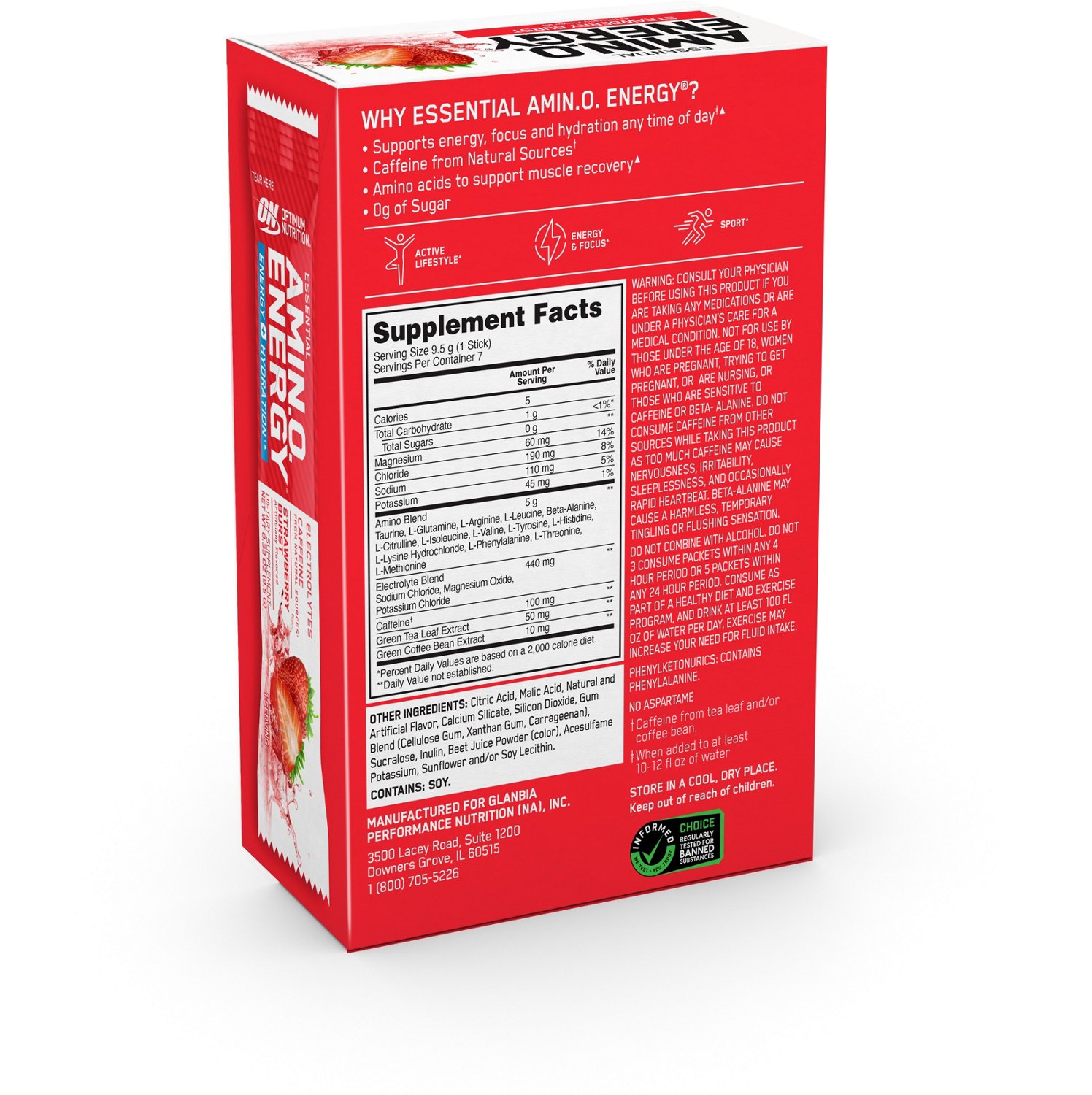 Optimum Nutrition Essential Amino Energy and Electrolytes Supplement Sticks 7-Pack                                               - view number 2