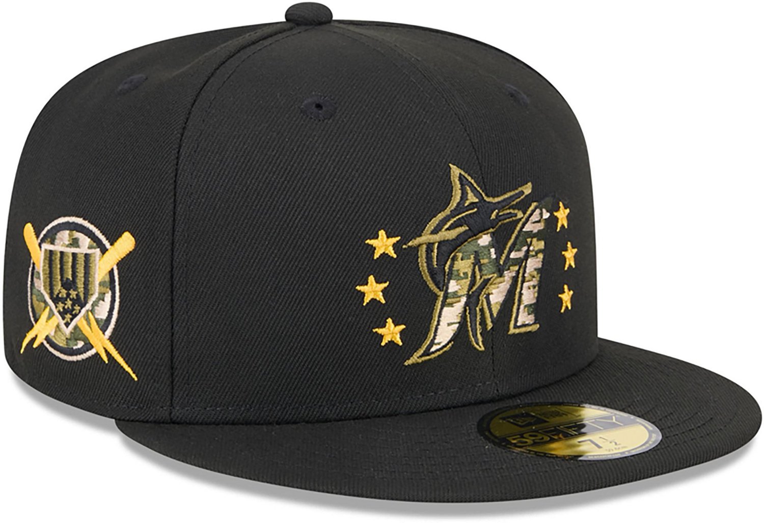 New Era Men's Miami Marlins 2024 Armed Forces Day On-Field 59FIFTY Fitted Hat - view number 3
