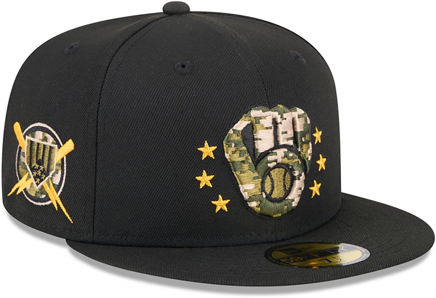New Era Men's Milwaukee Brewers 2024 Armed Forces Day On-Field 59FIFTY Fitted Hat - view number 3