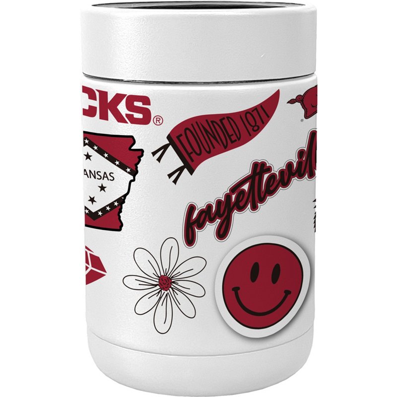 Logo Brands University of Arkansas Native Powder Coat Coolie White, 12 Oz - NCAA Novelty at Academy Sports