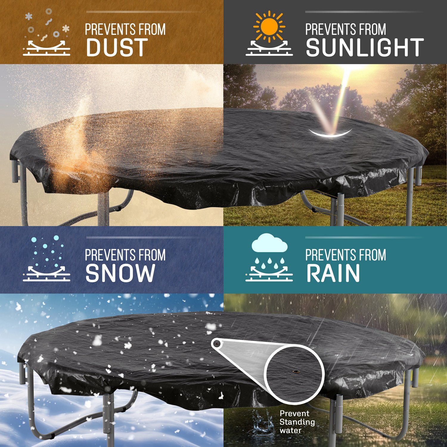 Machrus Upper Bounce 12 ft Round Weather-Resistant Trampoline Protective Cover                                                   - view number 5