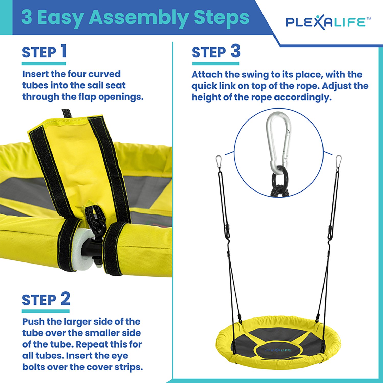 Plexalife 37.5 in Super Fun Nest Swing With Adjustable Ropes - view number 4