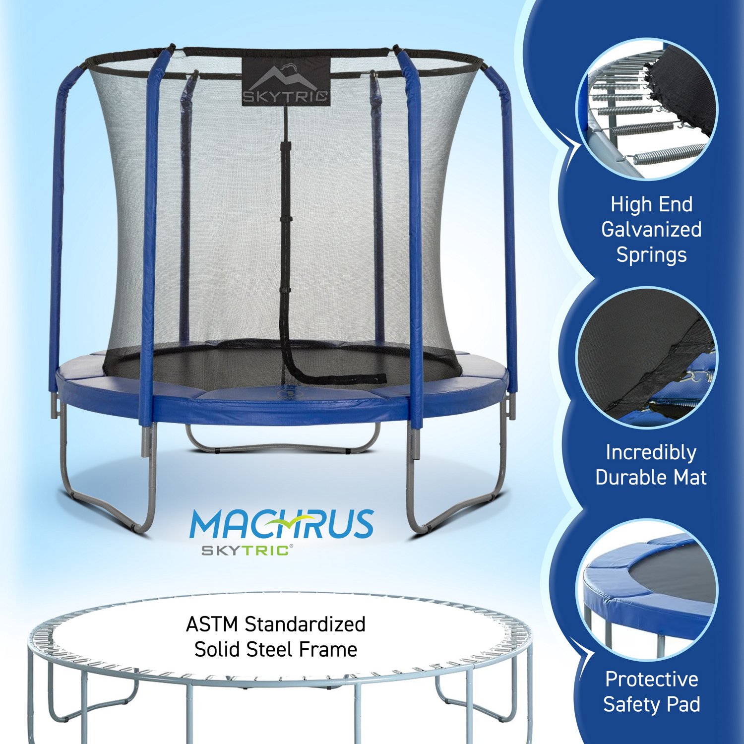 Machrus Skytric 8 ft Round Trampoline with Top-Ring Flex Enclosure - view number 3