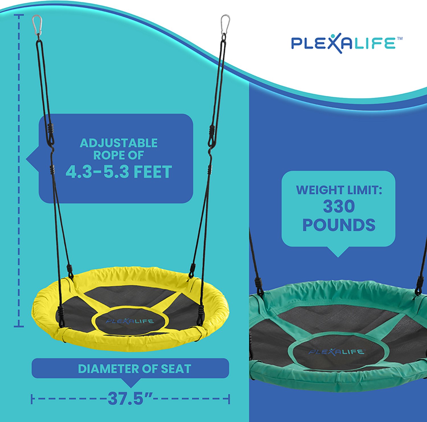Plexalife 37.5 in Super Fun Nest Swing With Adjustable Ropes - view number 2