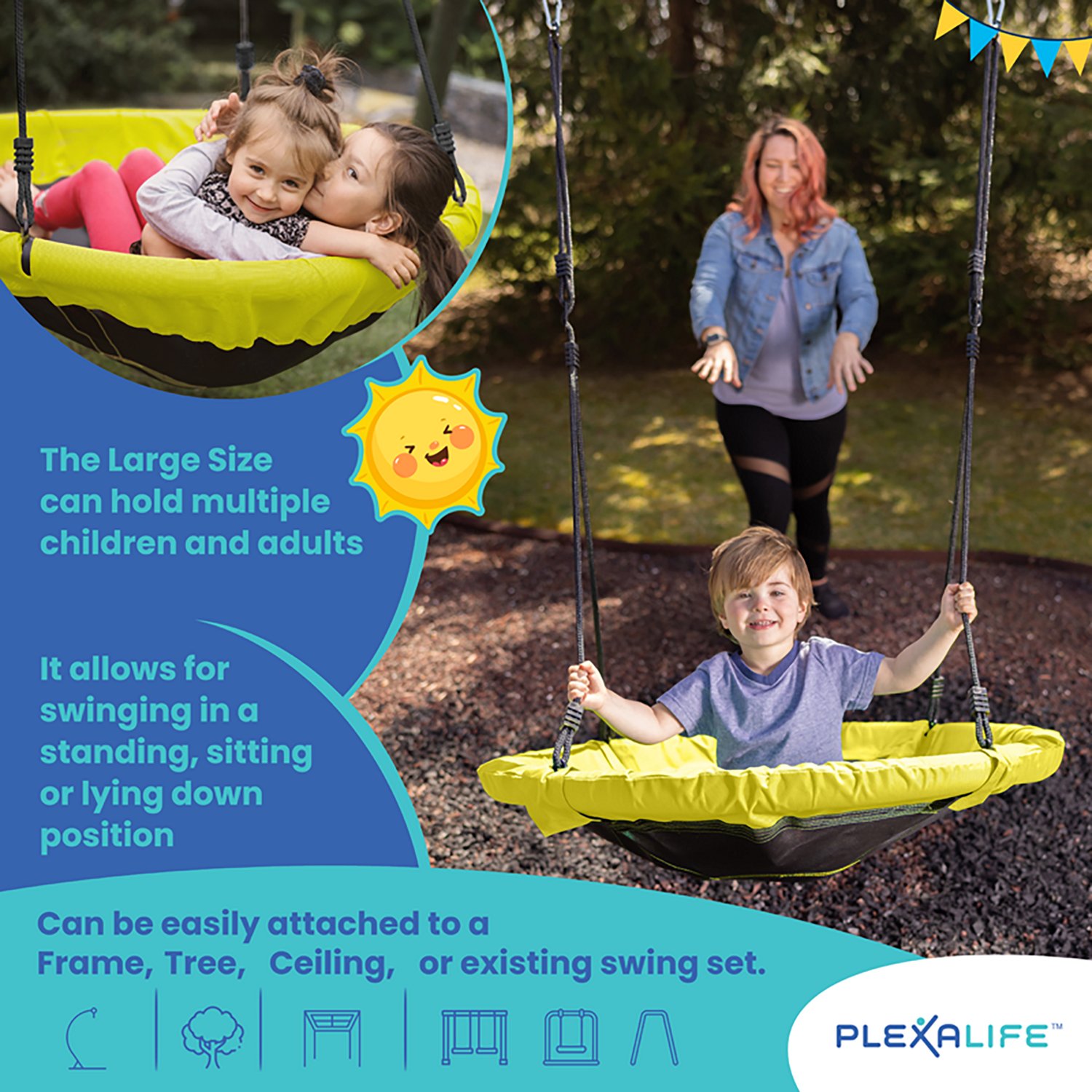 Plexalife 37.5 in Super Fun Nest Swing With Adjustable Ropes - view number 3