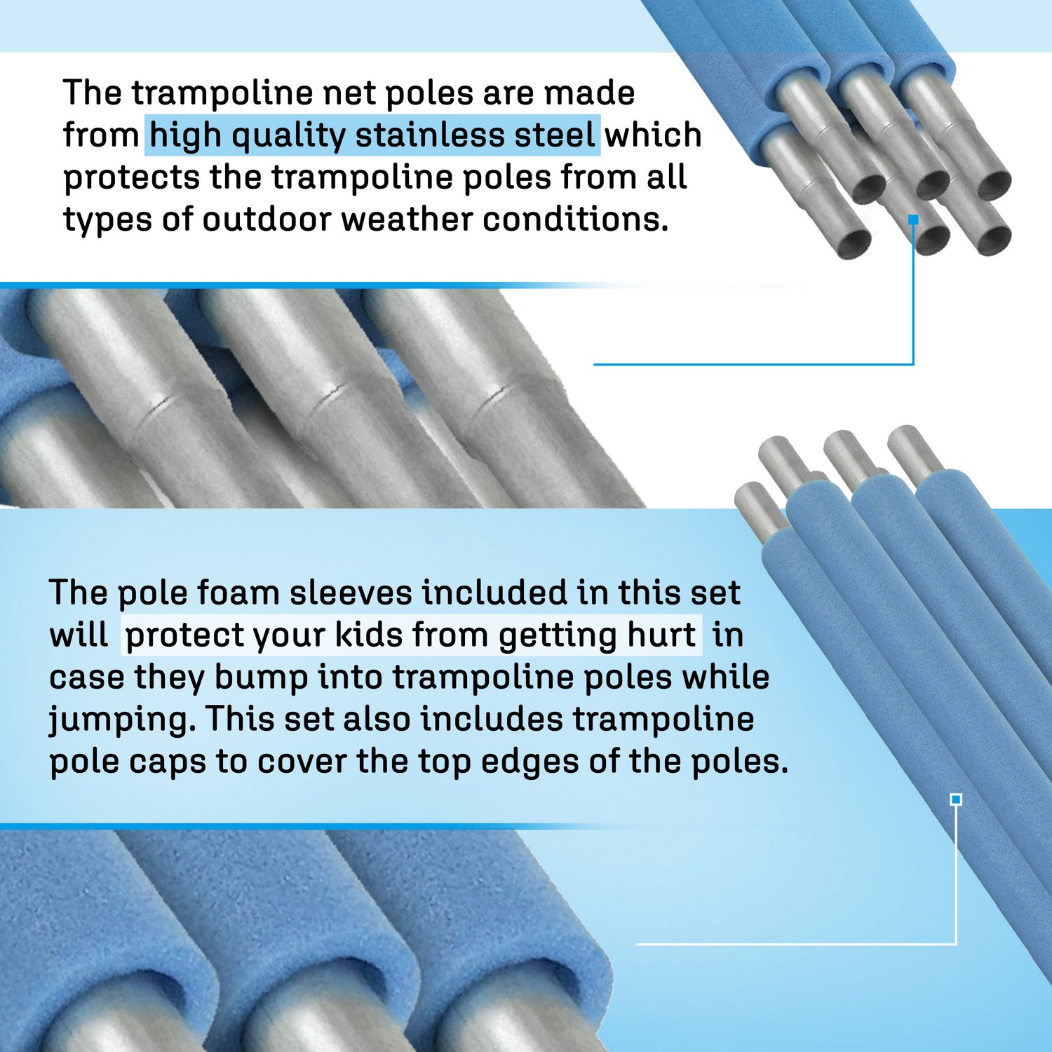 Machrus Upper Bounce 10 ft Round Trampoline Enclosure System with 8 Poles - view number 4